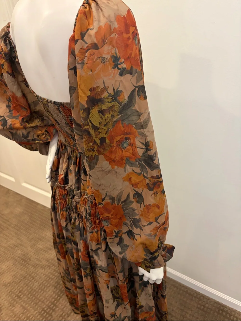 PROMESA Wandering Rose Smocked Floral Chiffon Midi Dress Flowy Fairy Core Dress_6